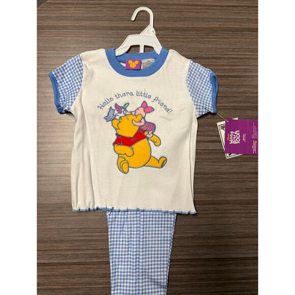 Vintage Disney Winnie the Pooh Gingham Set with Suspenders 3T - Picture 3 of 3